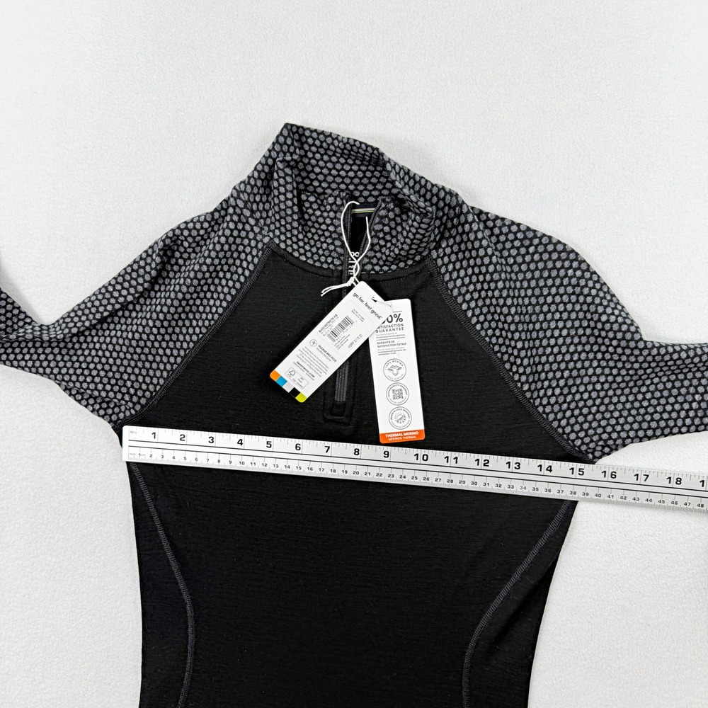 Smartwool Merino 250 Classic 1/4 Zip Baselayer Top Size XS Womens Black Dots NEW - Picture 7 of 8